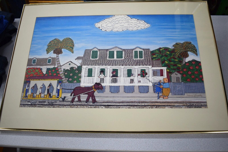 Mario Sanchez signed Auto Print Poster Key West Cuban Folk art