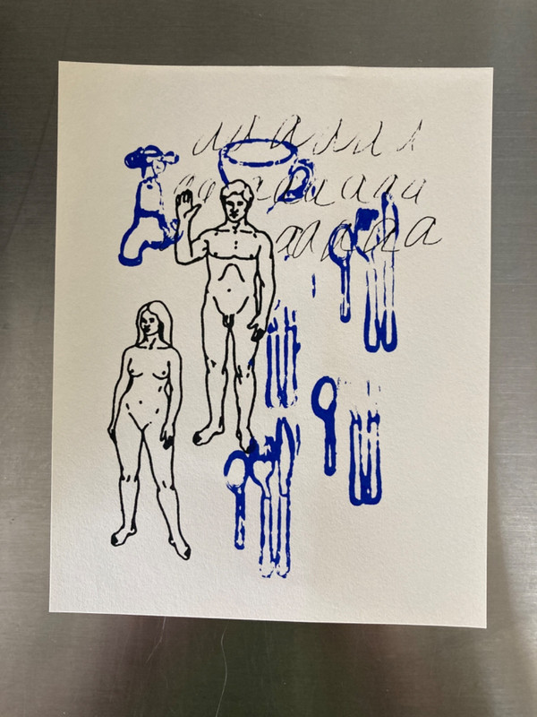 1993 Limited Edition Art: Robin Kahn «Everybody Needs Milk…Even Dada» 34 of 100