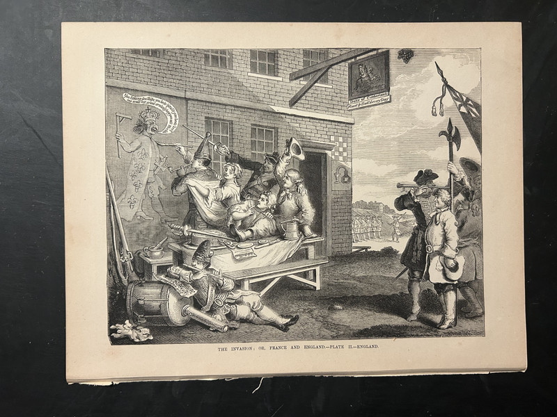 WILLIAM HOGARTH Engraving 1870 The Invasion; or France and England Plate II