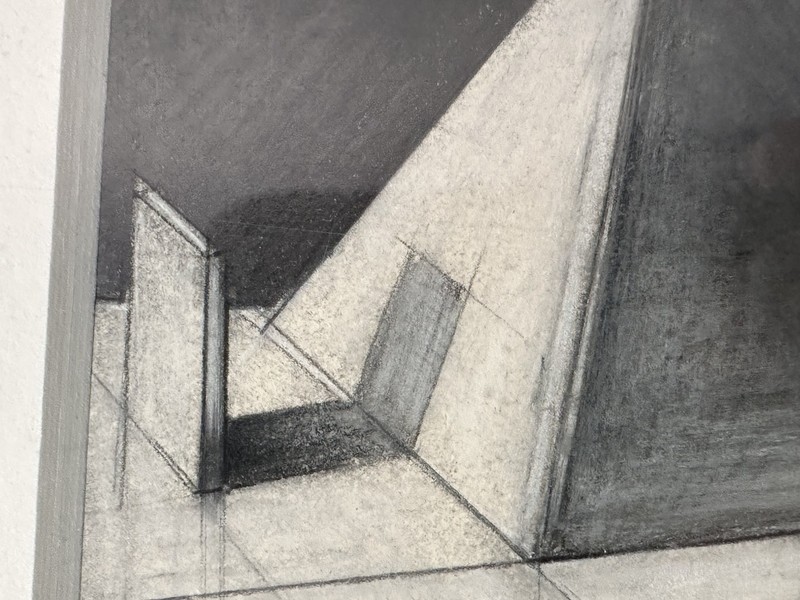 Enrico Pinardi Signed Geometric Pyramid Surreal Architectural Modernist Art gallery