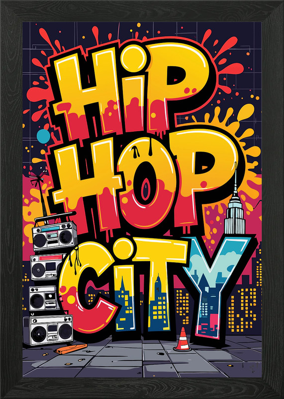 Hip Hop City Graffiti Art Framed Wall Art Poster Canvas Print Picture