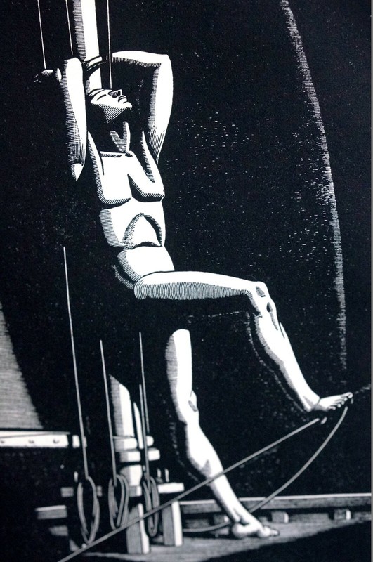 Rockwell Kent 1930 SAILOR LEANING on SHIP MAST at SEA NIGHT Print Matted gallery