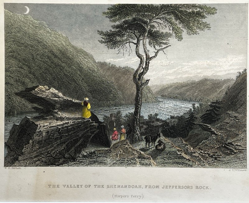 Orig. 1838 Print,Shenandoah Valley From Jefferson’s Rock,Harper’s Ferry,WV,Mated gallery