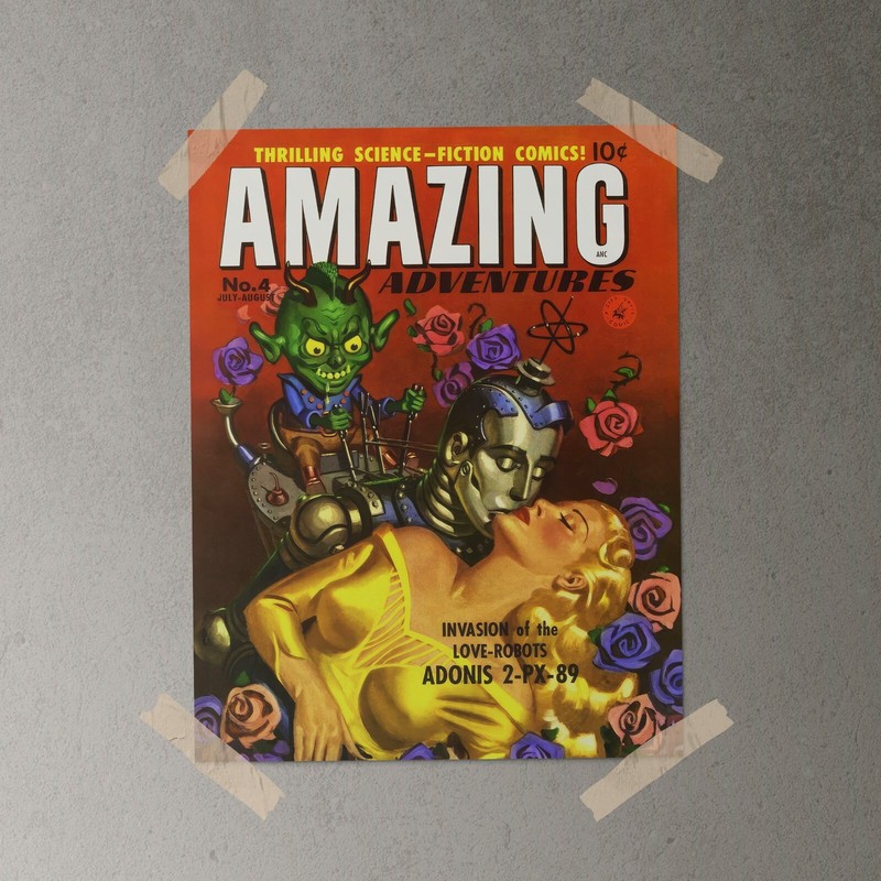 AMAZING ADVENTURES #4 Vintage 1951 SCI-FI Comic Book Cover Art, Poster Reprint gallery