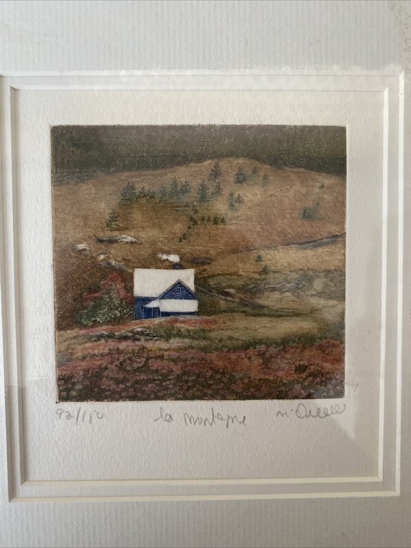 Nicole Ouellet 1984 Etching Print on Paper «la Montagne» (The Mountain) 92/150