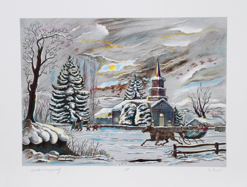 Bogdan Grom, Winter Tranquility, Lithograph, signed and numbered in pencil