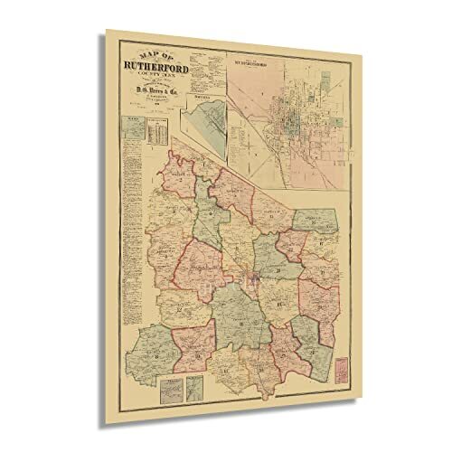 1878 Rutherford County Tennessee Map - Rutherford County TN Poster Map History