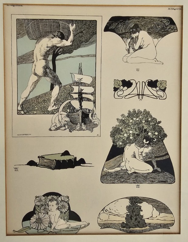 RARE ALBERT WEISGERBER (1878-1915) «HITLER’S COMMANDER» ILLUSTRATION ART NOUVEAU