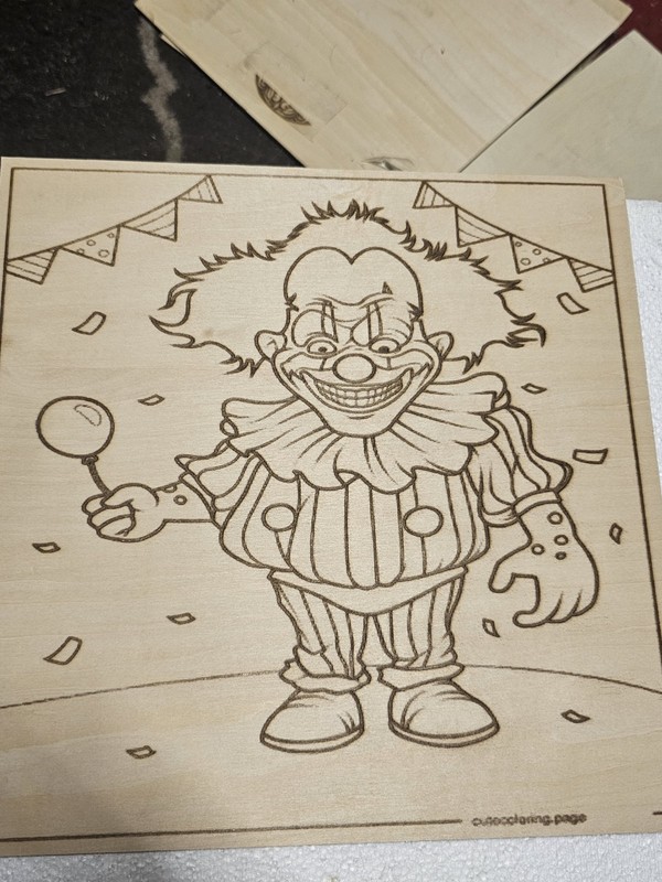 Clown Line Art Print Circus Theme Portrait Wall Decor Black & White Illustration