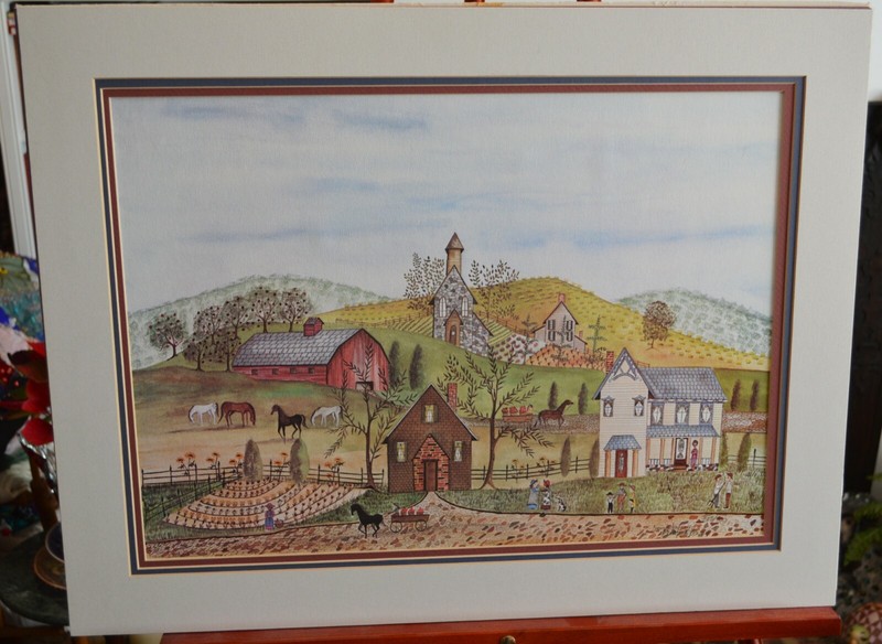 Primitive Country Farm by Christine ????, Matted, Limited Edition 223/300