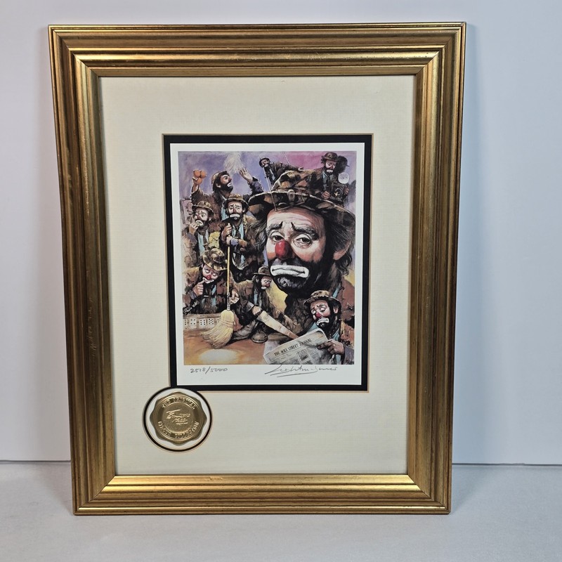 Emmett Kelly Circus Clown Lithograph Art Signed, Framed And Numbered