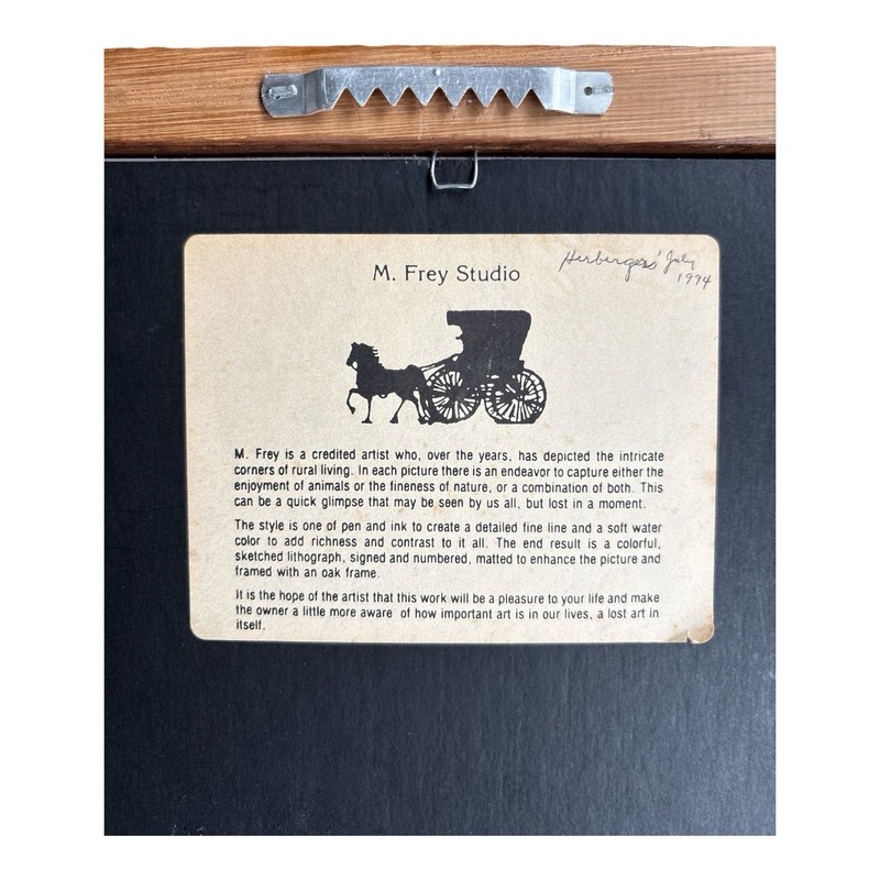 Vtg MB Frey Rural Country Living Amish Horse & Buggy Framed Litho LE 947/2500 gallery