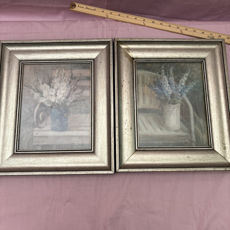 2 Piece Floral Pots Framed by Danhui Nai 8×10″ Prints 14.5x13x5″ Frames