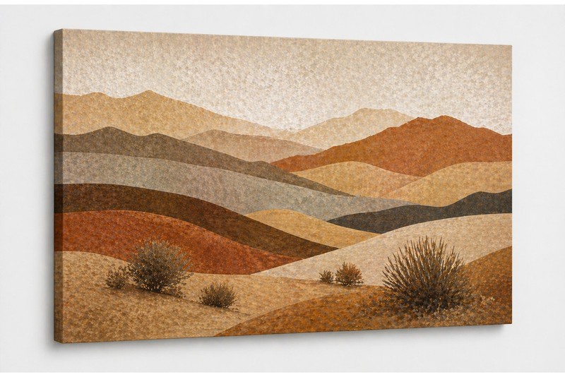 ICE ARMOR Canvas Art 24×36″ Frameless Neutral Desert Layers Painting Wall Décor