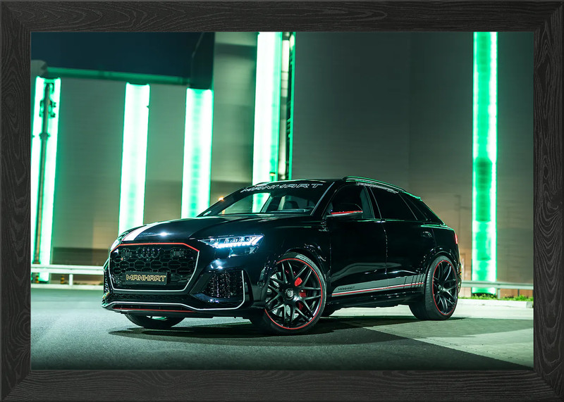 Black Audi RSQ8 with Red Accents Framed Wall Art Poster Canvas Print Picture
