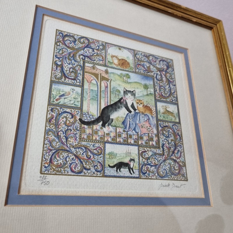 Isabelle Brent Signed Limited Edition Cat Print 1980s Framed Watercolour gallery