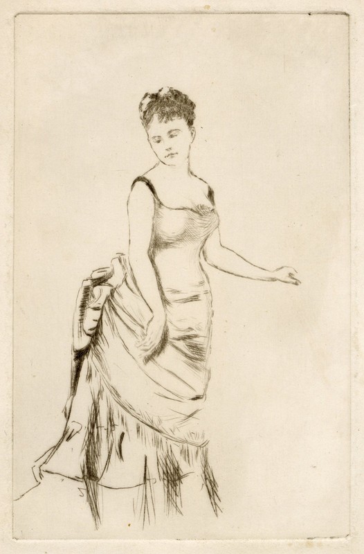 Pickford Robert Waller Etching Print c.1890s Whistlerian Portrait of a Woman