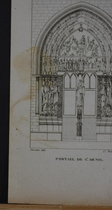 Antique Art Engraving Basilica of St Denis 1820's Original History Art gallery