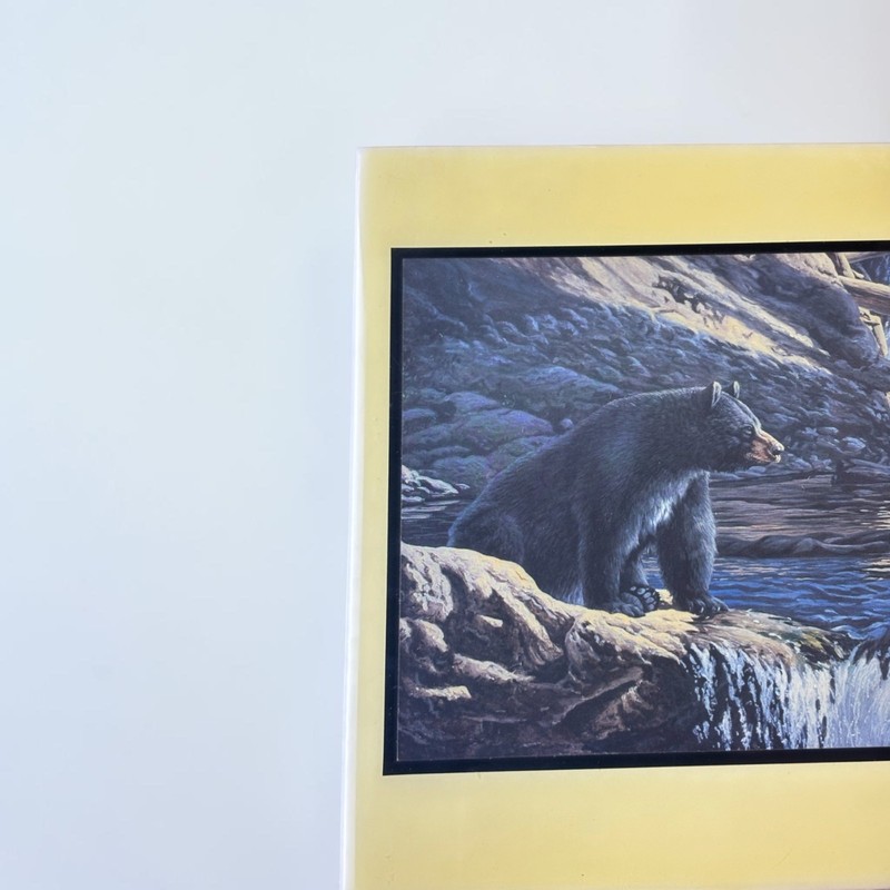 Vintage Kenneth A. Ferris Black Bear Waterfall Framed Art Print Cabin Lodge Deco gallery