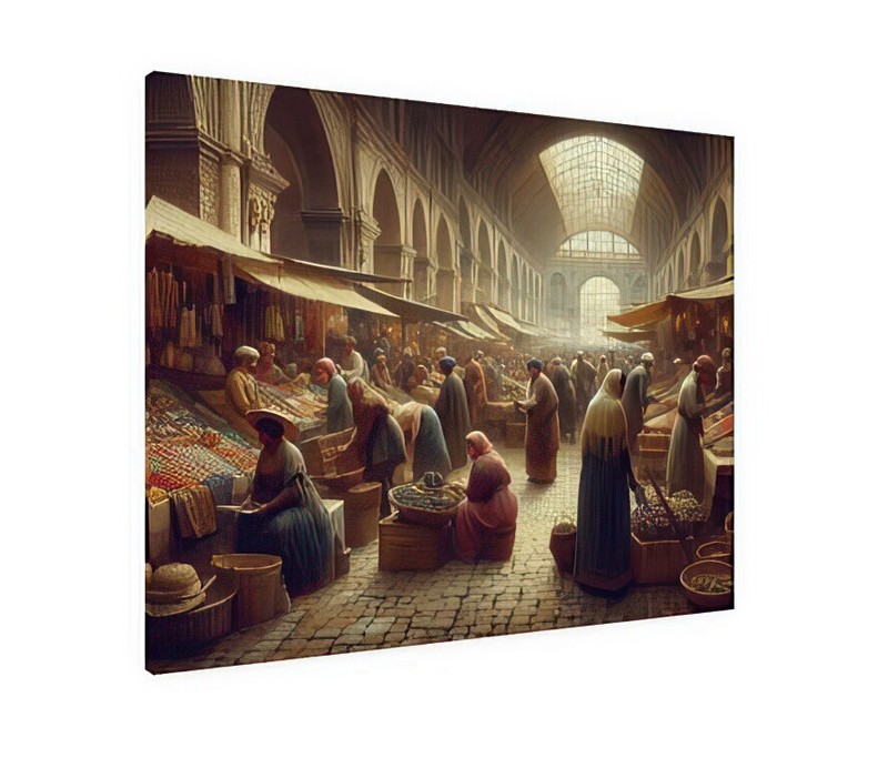 Old market street scene in the style of Jean-Léon Gérôme Art #2 Reprint