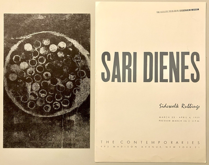 Sari Dienes SIDEWALK RUBBING Print plus Signed Invitation 1959 rare Modern Art