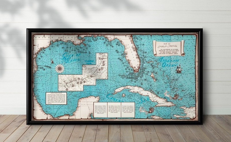 Sunken Treasure Map - Florida, Bahamas, Gulf of Mexico. 1 Map + 1 Index Poster gallery