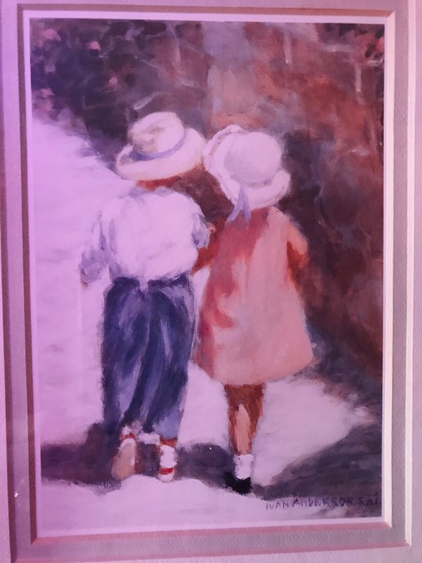 Vintage IVAN ANDERSON S.A.I. Art Print “SECRETS” Wood Frame Double Matted SIGNED gallery
