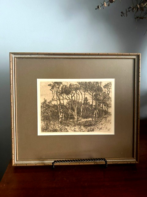 1880 SOLITUDE, 1st American Etching, signed MNM, MARY NIMMO MORAN