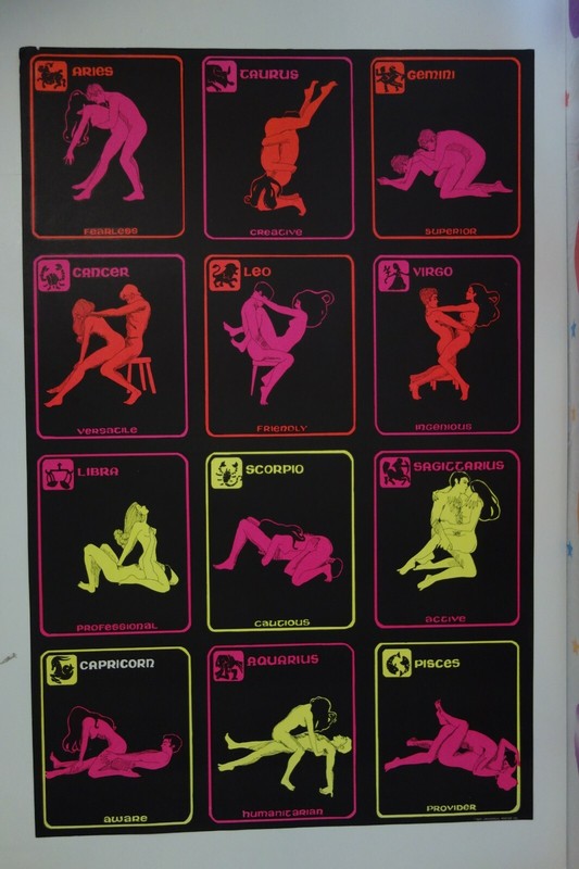 1971 UNIVERSAL POSTER CO. SERIGRAPH VINTAGE «SEX POSITION-KAMASUTRA» ZODIAC SIGN