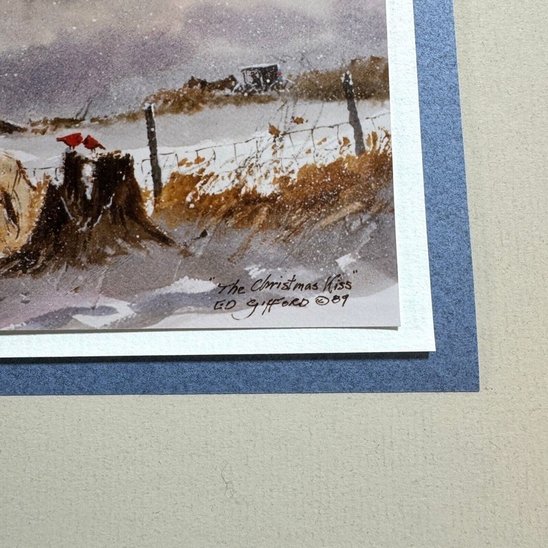 Ed Gifford Photographic Imagery Signed 8x10 The Christmas Kiss Red Cardinals Vtg gallery