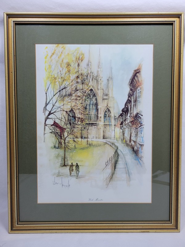York Minster Framed Print Ben Maile Mounted 50x40cm Gilt Frame Rare Vtg Prop
