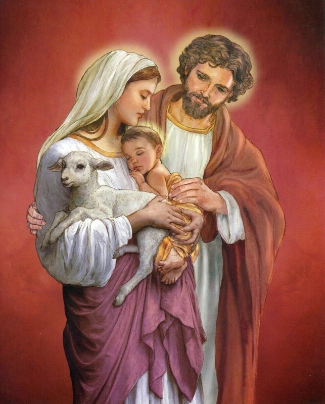 Catholic print picture – Holy Family with a Lamb 11″X14″ GLOSSY POSTER PRINT