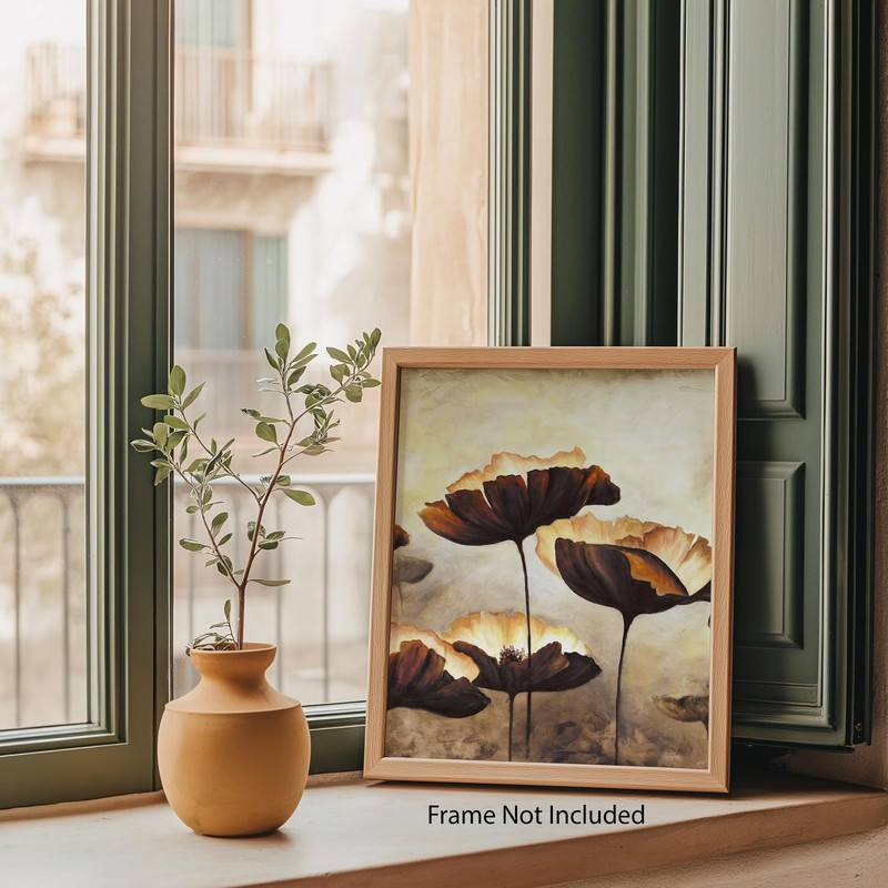 Botanical Neutral Poppy Meadow Neutral Poppy 8x10 Floral Print Wall Art Poster gallery