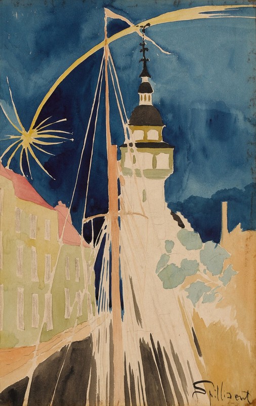 Léon Spilliaert – Obus Sur Ostende (1917) – 17″x22″ Fine Art Print
