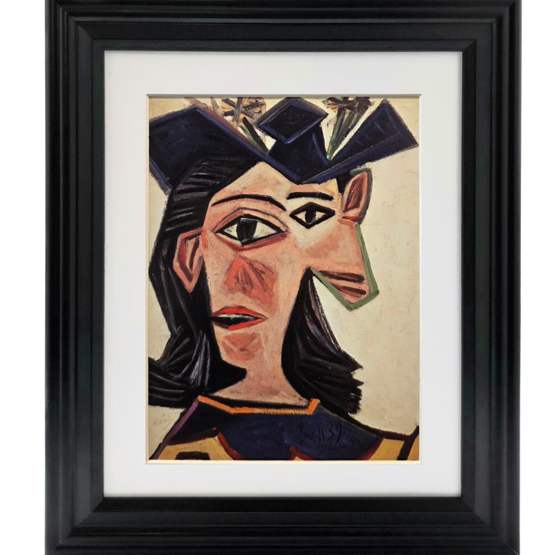 PABLO PICASSO “Bust of a Woman with a Hat” Framed Abstract Modern Art Print