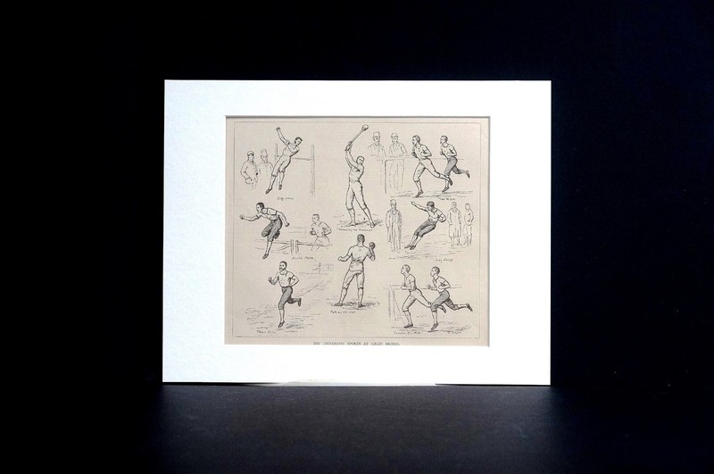 University Sport Lillie Bridge 1877 HURTLE TRACK MALLET LONG JUMP Matted Print gallery
