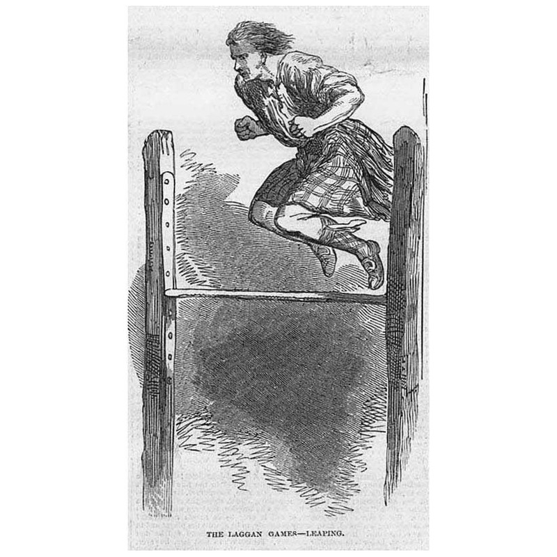 HIGHLAND GAMES Leaping or High Jump - Antique Print 1847