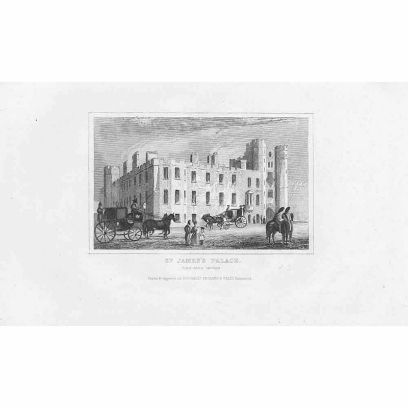 LONDON St James’s Palace – Antique Print c1850