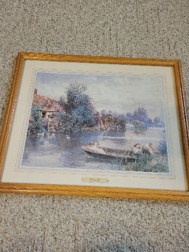 Horning Ferry by Myles Birket Foster Art Deco Print Landscape with Wooden Frame
