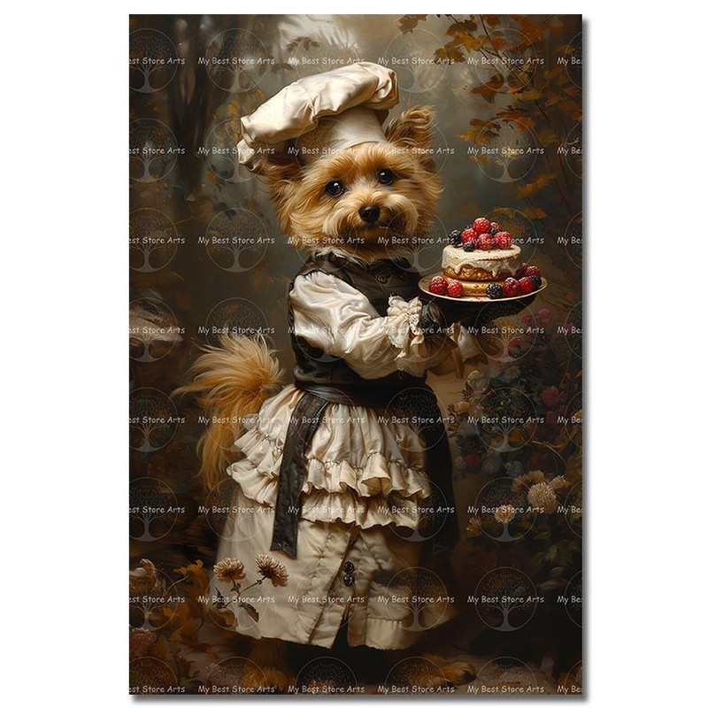 Dog Baker Art Print, Whimsical Animal Kitchen Wall Decor