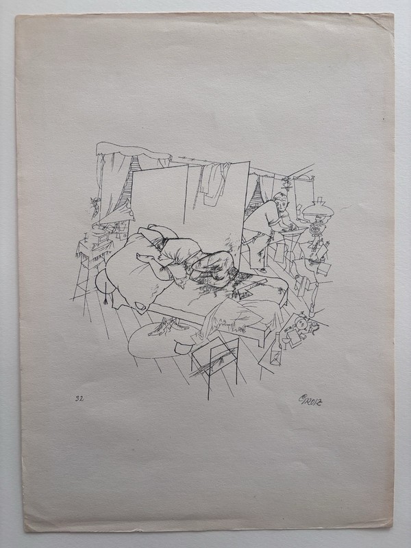 GEORGE GROSZ “Sex Murder in Ackerstrasse.” Signed Lithograph 1922