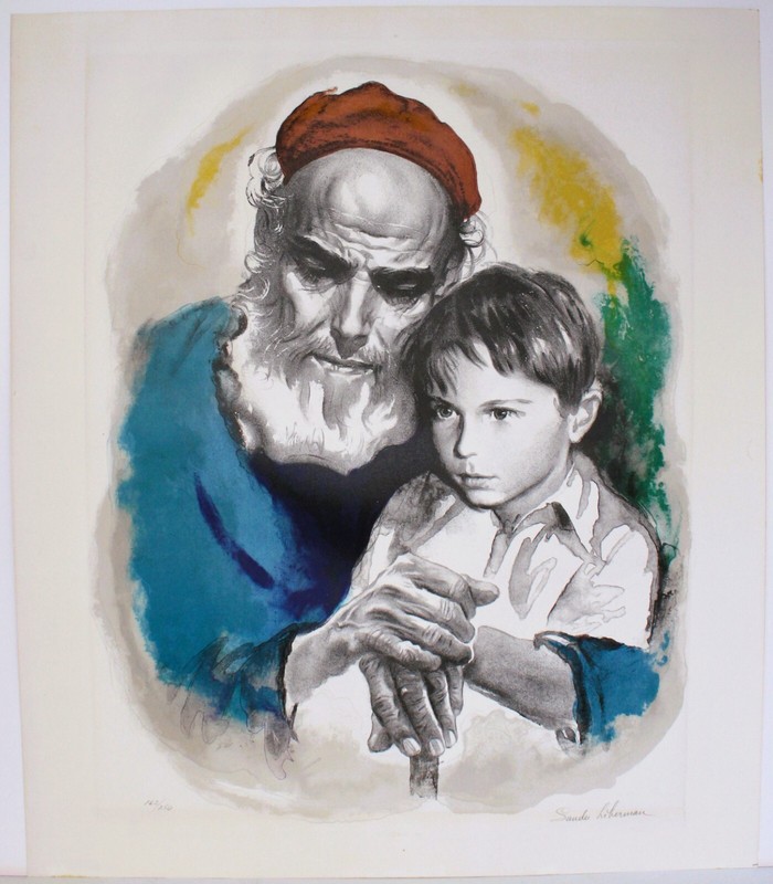 SANDU LIBERMAN ORIGINAL LITHOGRAPH SIGNED NUMBERED FATHER AND SON GENERATIONS