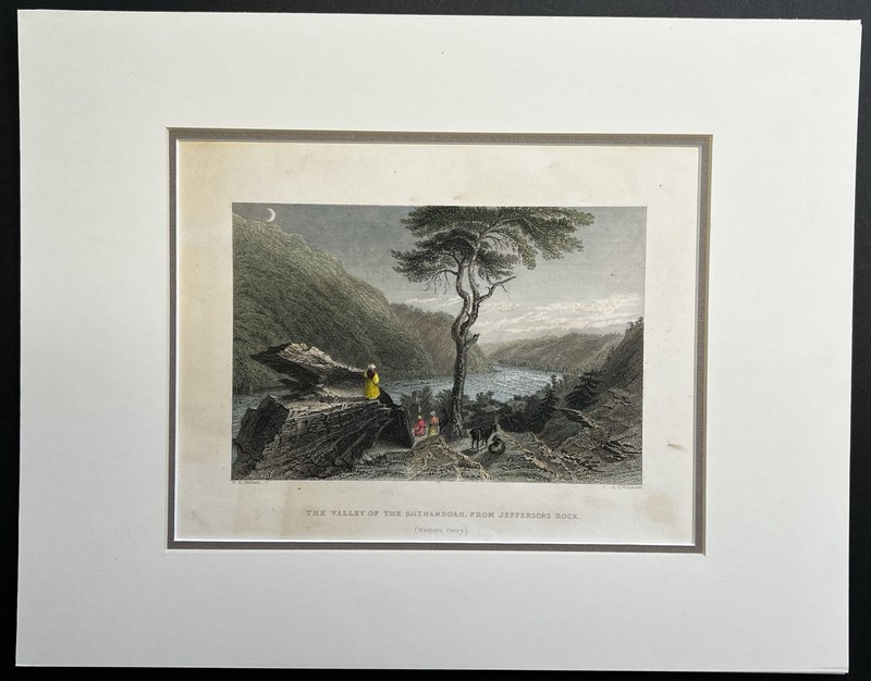 Orig. 1838 Print,Shenandoah Valley From Jefferson’s Rock,Harper’s Ferry,WV,Mated gallery