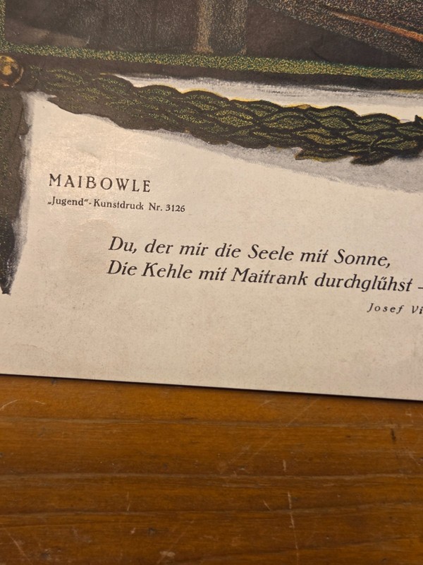 Antique 1920 Ludwig von Zumbusch Maibowle Jugend Art Nouveau German Print gallery