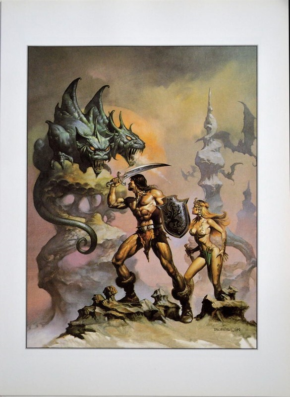 Boris Vallejo Art Print – TWO-HEADED BEAST Paper Tiger 2000 CONAN RED SONJA
