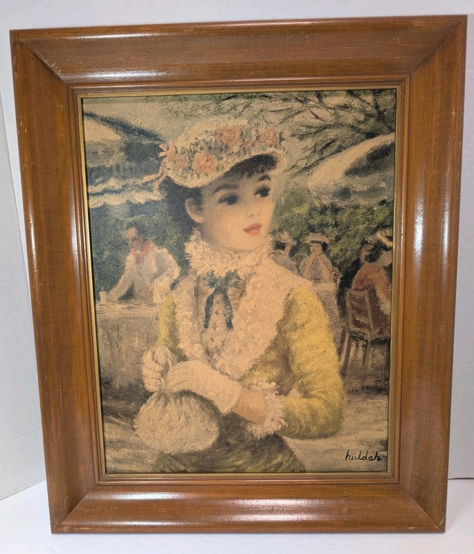 VTG 50s MCM LG Framed Signed J Hulduh Art Print ‘Tavern On The Green’ 17.5 x 14