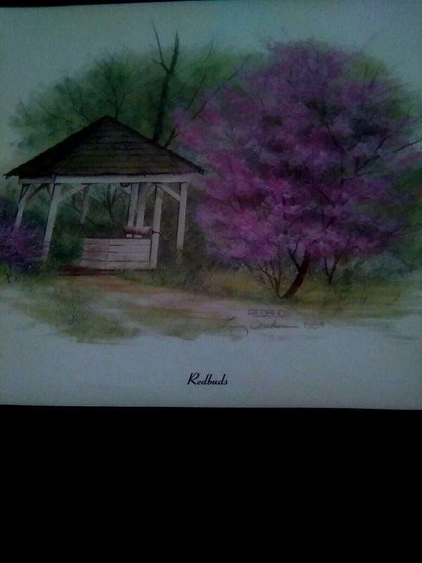 Larry Dodson 1984 "Redbuds" original signature Print-see special in description gallery