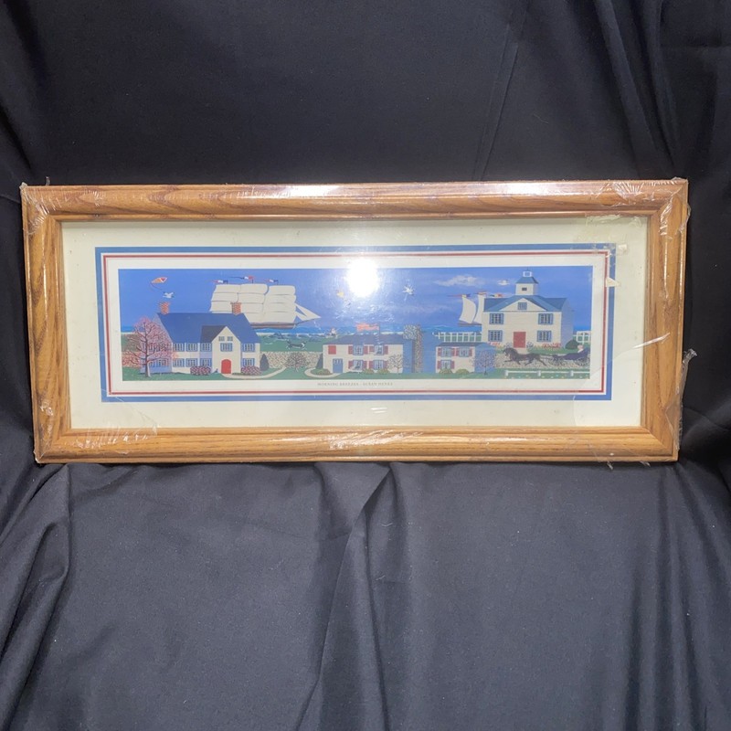 New Susan Henke Morning Breezes Framed Folk Art Print Sealed NOS Americana 90s