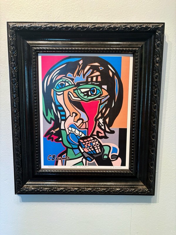 “ Mick Jagger”By CBaum, Hand Signed Limited Edition Print #2/30 Framed 12×14