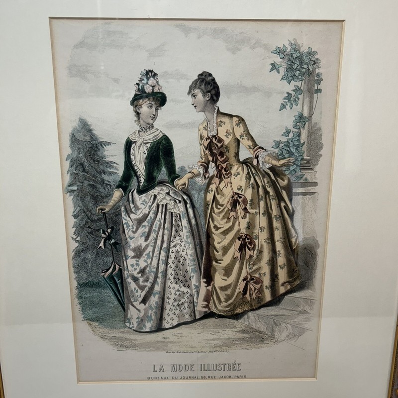 Antique Original French 15×19 framed LA MODE ILLUSTREE ~ Fashion Advertising